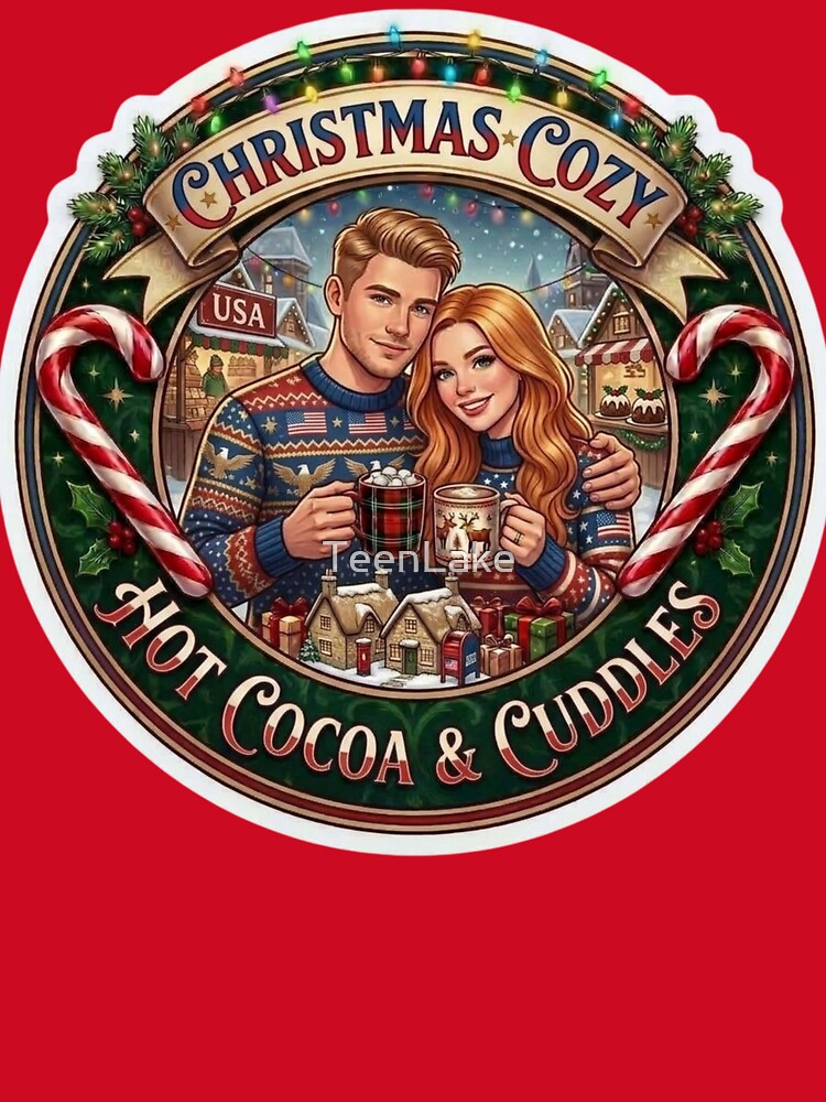 Christmas Cozy Hot Cocoa and Cuddles - Cute Christmas Couple / Christmas Presents / Christmas Cards Mugs by TeenLake