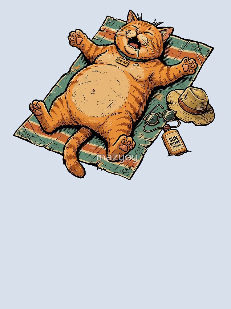 Lazy Summer Cat Sunbathing Vibes by mazyoy