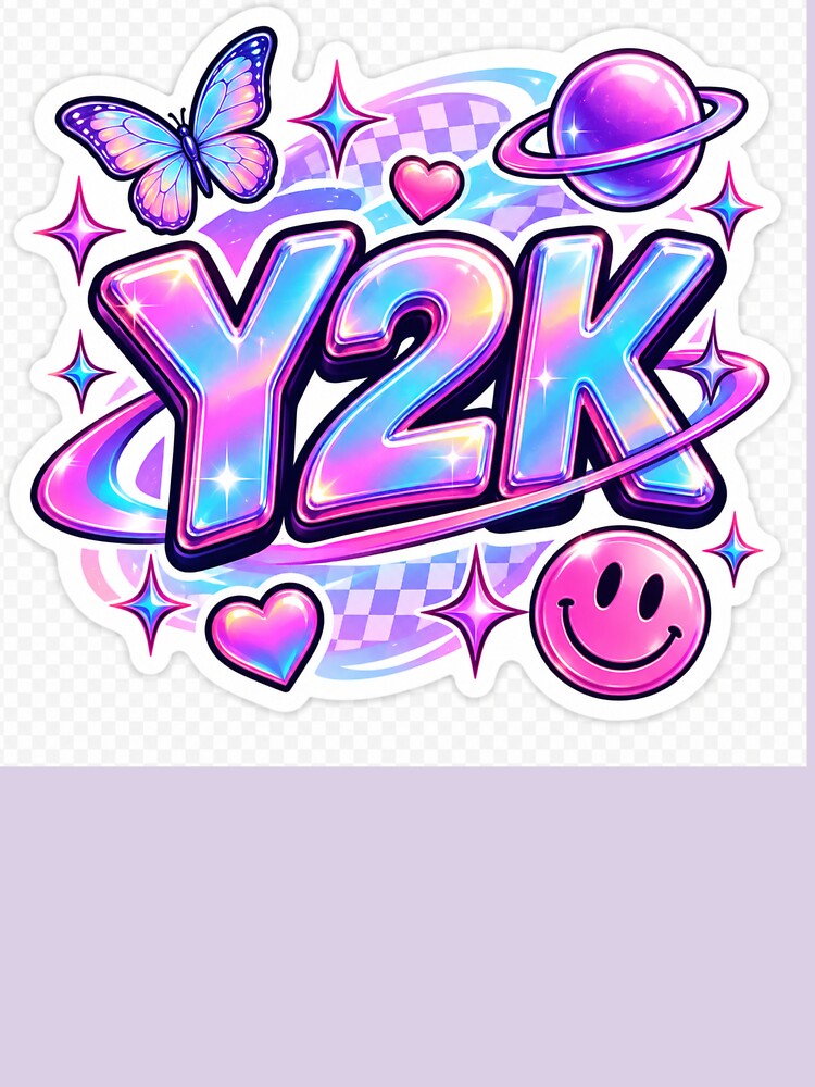 Y2K Aesthetic Chrome Retro 2000s Holographic Cute Vaporwave Design by MR4me