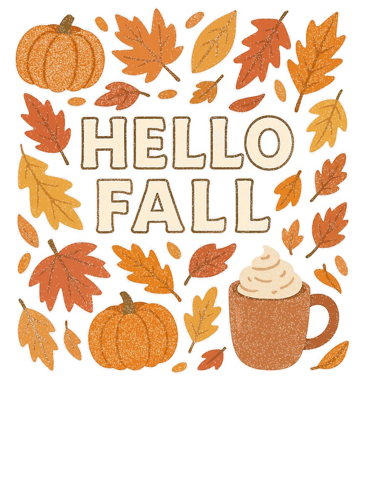 Hello Fall Pumpkins and Leaves Design by Njkfla