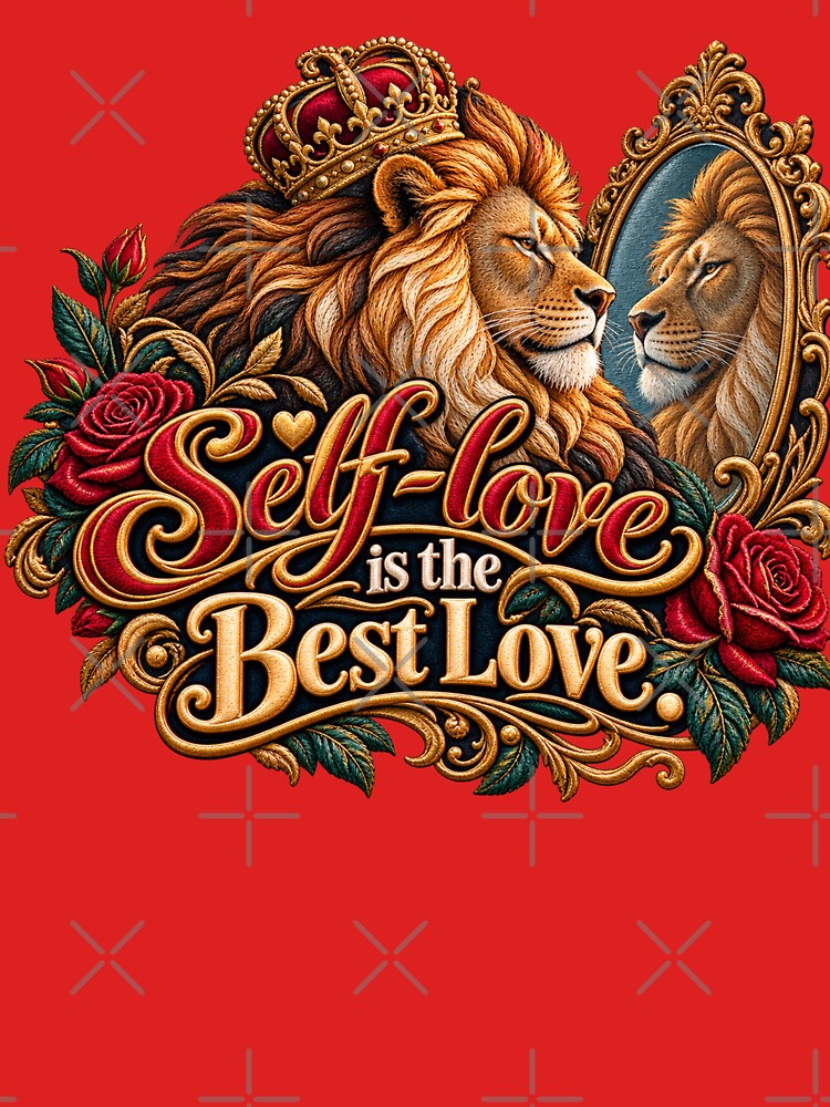 Self-Love Is the Best Love Lion Mirror Embroidery Design by Emoji Emblems