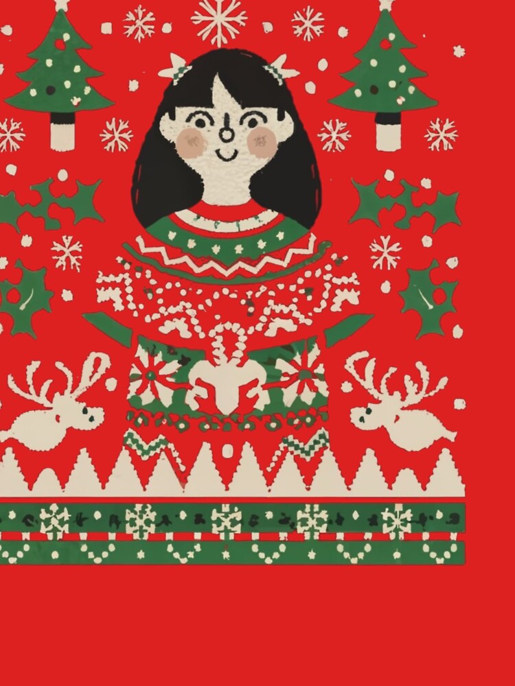 Kids Ugly Christmas Sweater Girls T-Shirts by ChromaticBlend