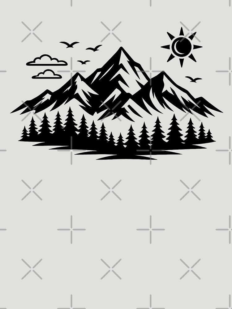 Minimalist Mountain Sunrise Line Art by blankTeeShirt