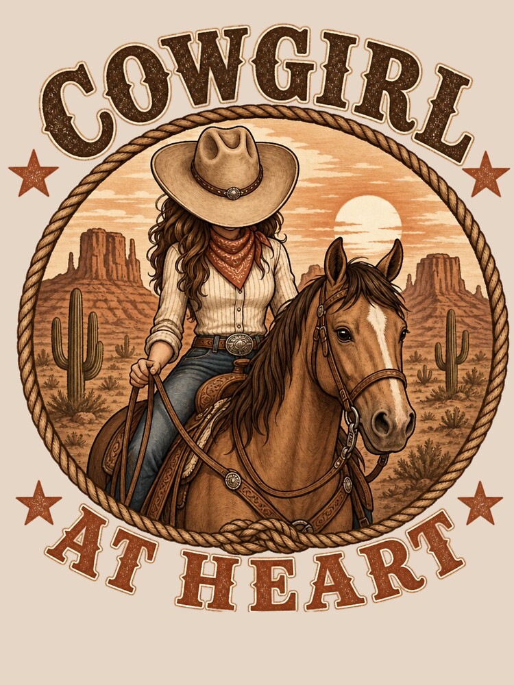 Cowgirl at Heart Western Horse Riding T-Shirt by Dbm Teeverse