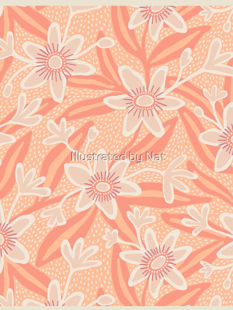 Abstract passiflora flowers in peach fuzz by Illustrated by Nat