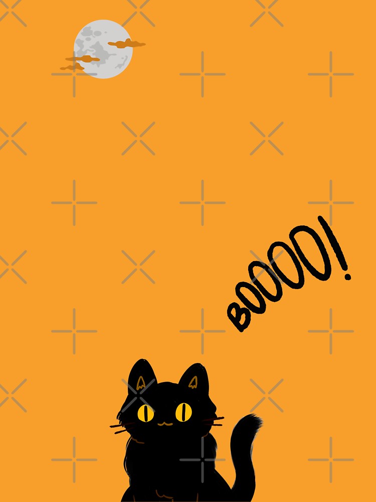Black Cat - Boooo: Spooky Halloween Cat Design by cabana.space