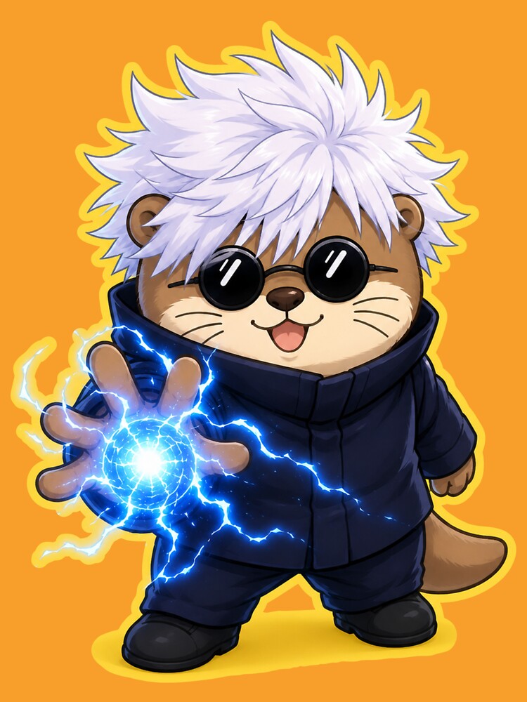 Cute Anime Sorcerer Otter with Energy Orb Kawaii Cartoon by ArtFazza
