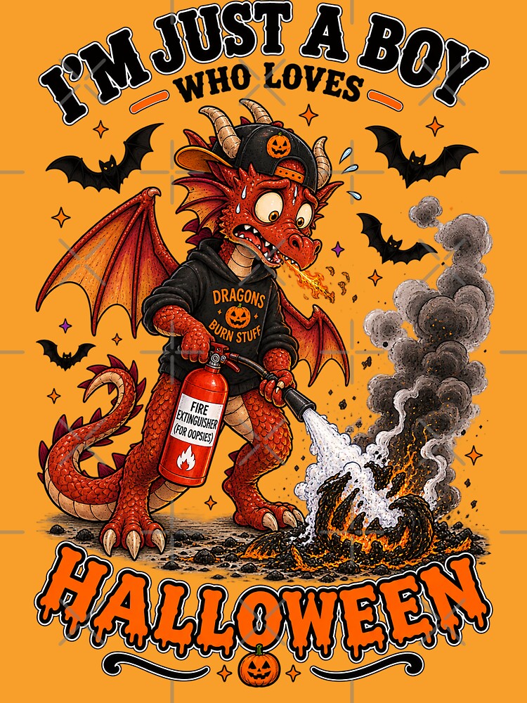 ⭐ CRYPT OR TREAT COLLECTION - OOPS! HALLOWEEN DRAGON & PUMPKIN FIRE MISHAP Oops! - BOY by WheelieGdArt