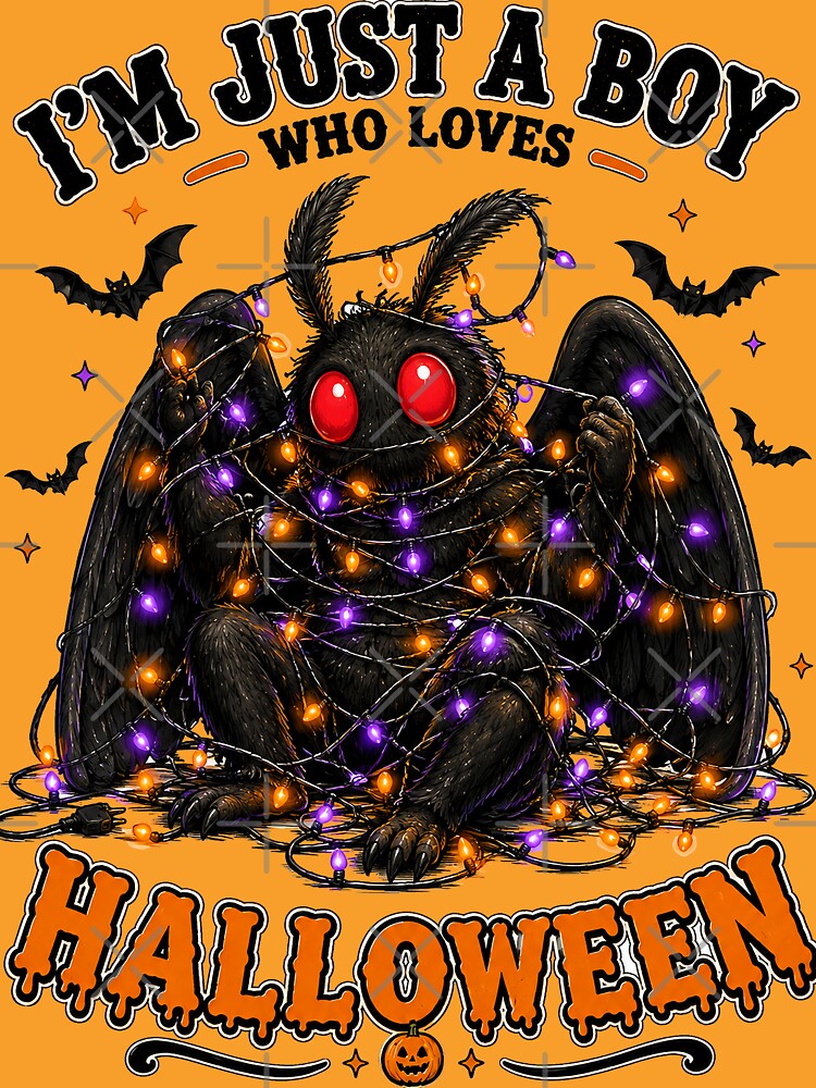 ⭐ CRYPT OR TREAT COLLECTION - CRYPTID - MOTHMAN TANGLED IN HALLOWEEN LIGHTS - BOY - Point Pleasant, West Virginia USA by WheelieGdArt