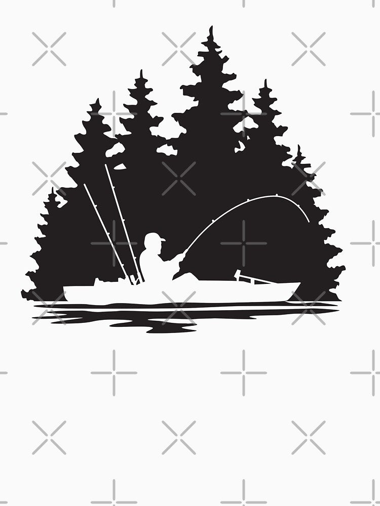 Kayak Fishing Rural Forest Silhouette Scene by Sam Morrison