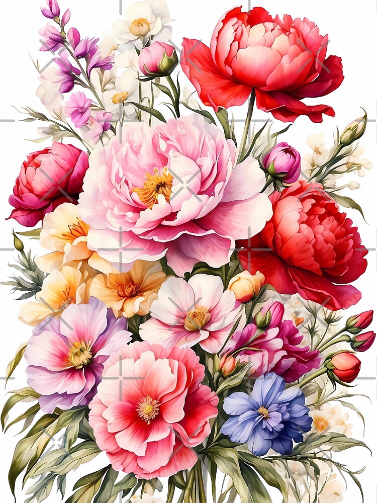 Spring:Peonies, Gladiolus, Cosmos, and Bachelor's Buttons Bouquet by Chicandcool