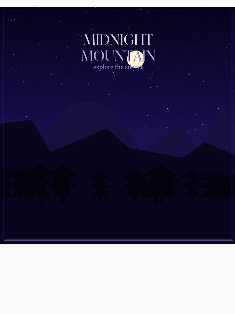 Midnight Mountain Dark Purple Night Sky Stars Moon Silhouette Nature Art Print by NocturnalGoods