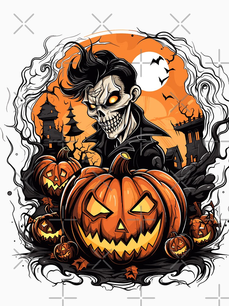 Halloween Cartoon Skeleton and Pumpkins by Ou-SunShine