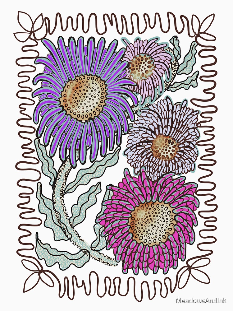 Bright summer floral daisies boho by MeadowsAndInk