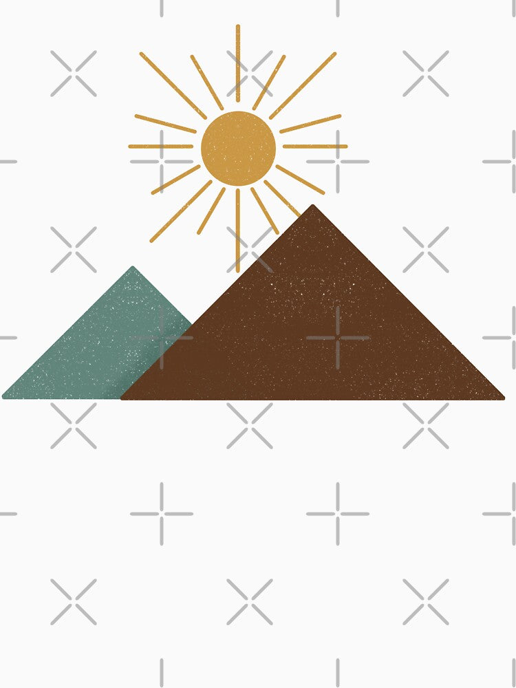 Minimalist Mountain Sunrise Geometric Landscape by NoemiMarozsan