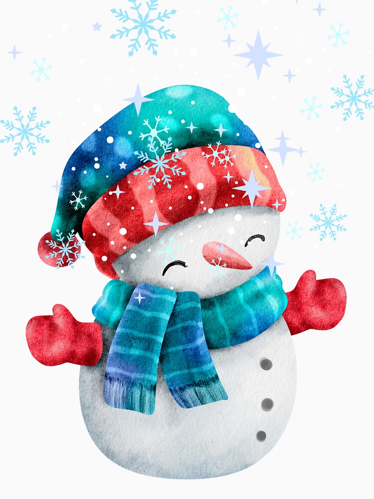 Cute Watercolor Snowman Winter Christmas by     Sela Art
