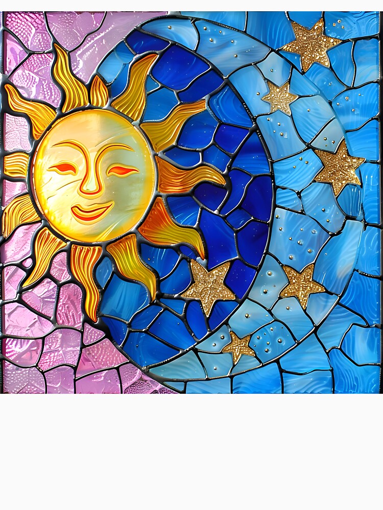 Enchanting Sun and Moon Stained Glass Art by mebraart