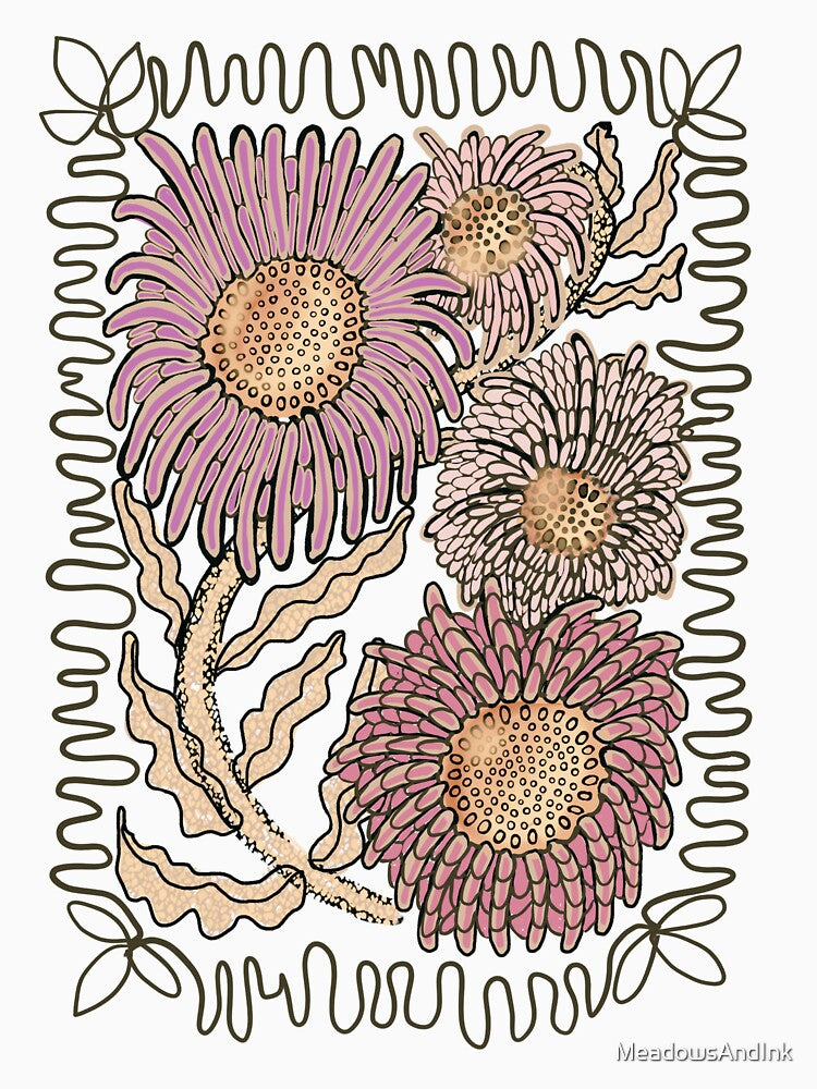 Natural neutral summer floral daisies boho by MeadowsAndInk