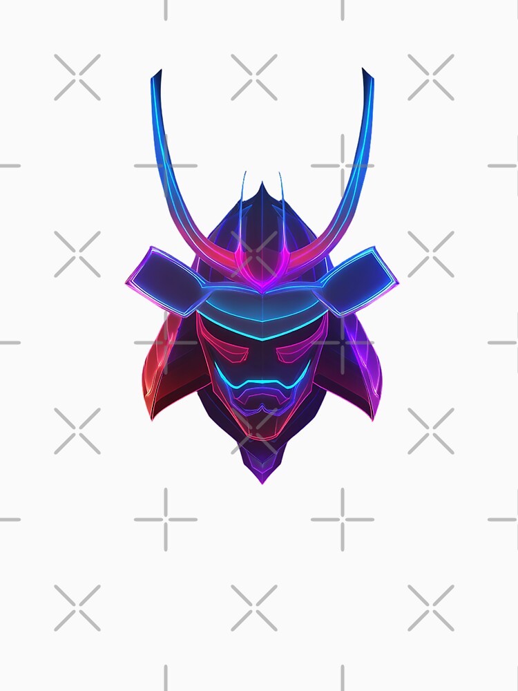 Neon Samurai Mask – Futuristic Warrior in Vaporwave Colors by Alphakenon