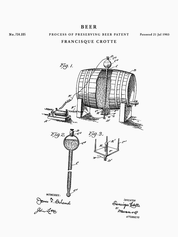 Beer Patent Drawing Blueprint by Vintago