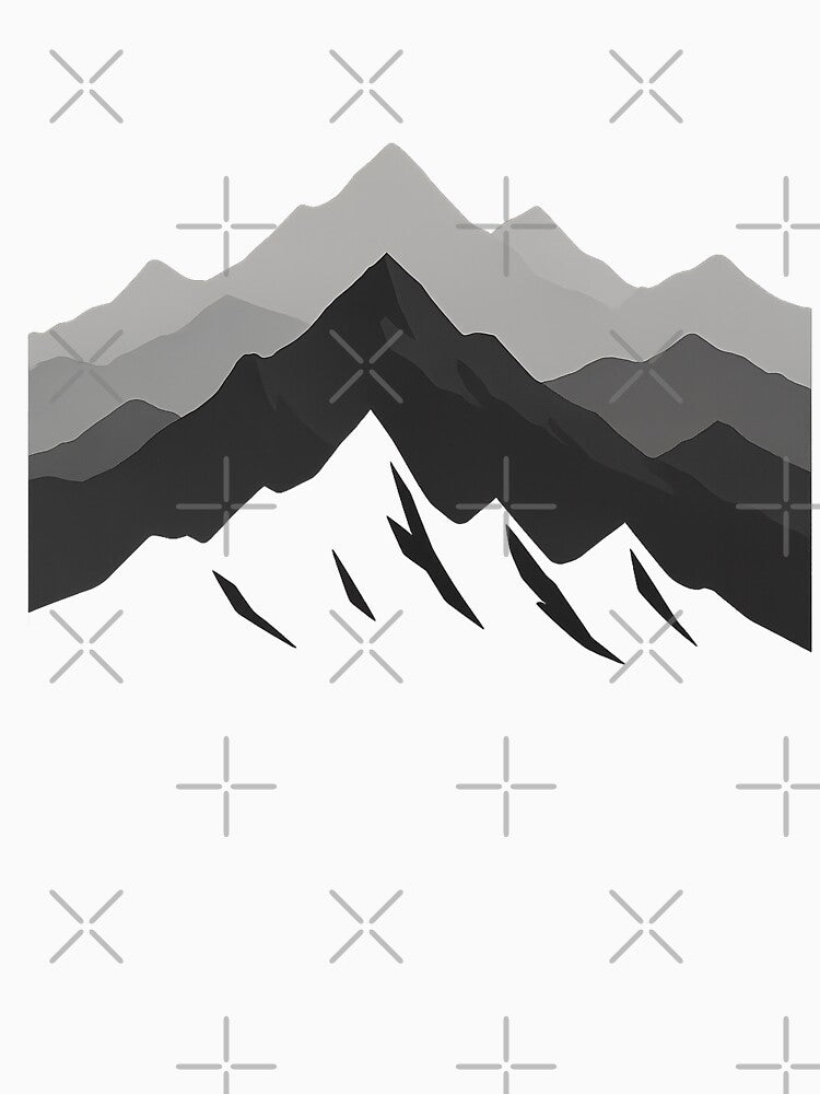 Mountain Range Silhouette Art - Minimalist Alpine Landscape Design by CreativeVisionsHub