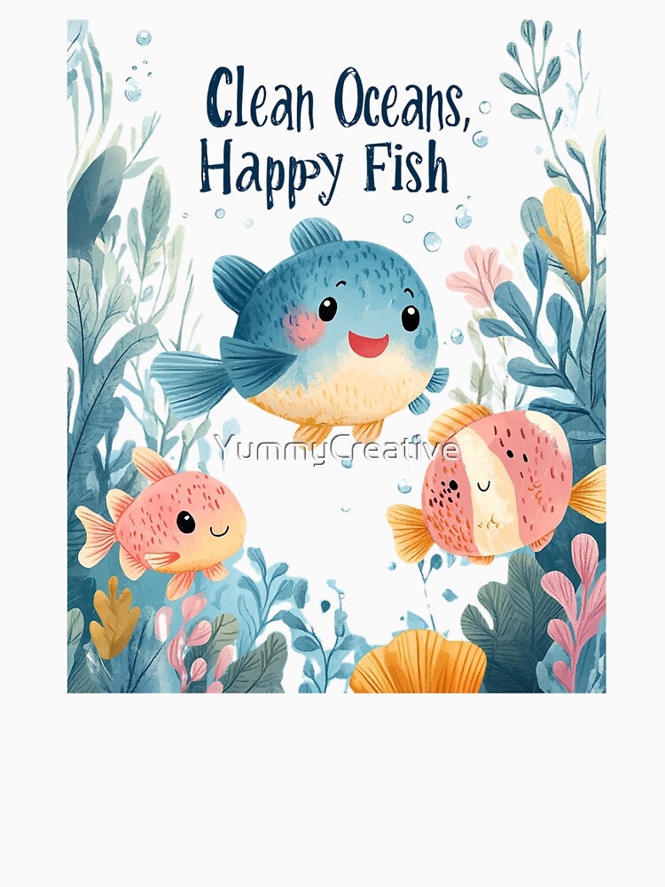 Clean Oceans,Happy Fish – Inspiring Eco-Friendly Floral Clipart for a Sustainable Future by YummyCreative