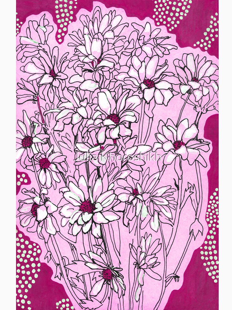 Daisy Chrysanthemum, Garden Flowers, Floral Art, Pink Magenta by Julia Khoroshikh