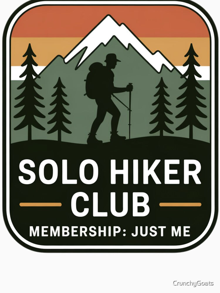 Solo Hiker Club – Vintage Outdoor Badge Design by CrunchyGoats