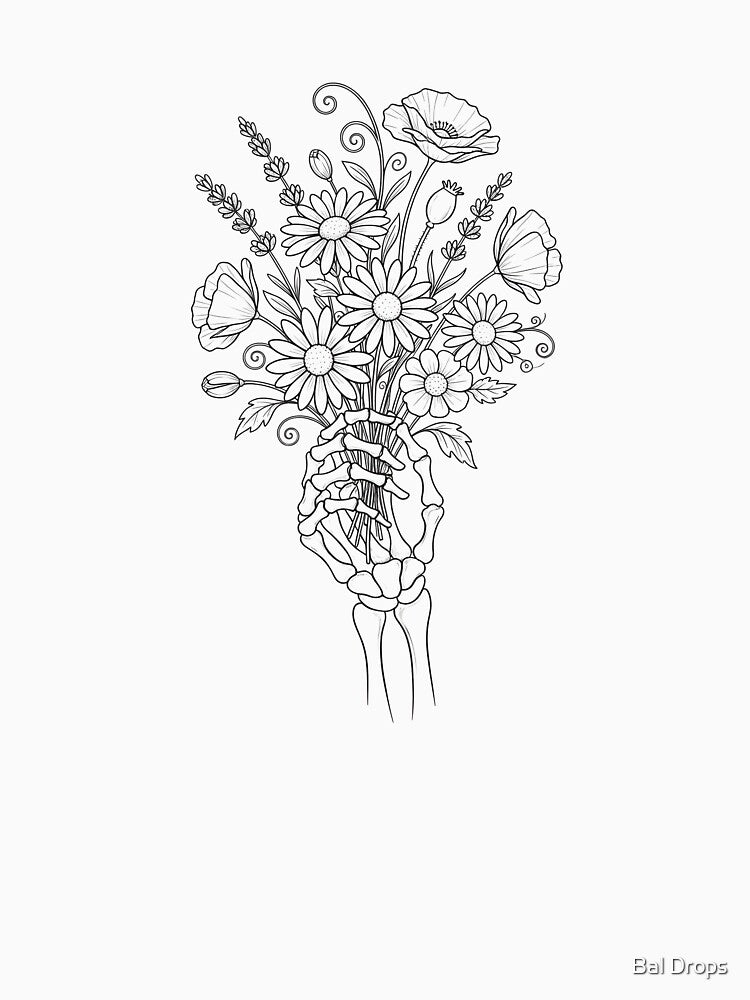 The Skeleton Hand & Wildflowers by Bal Drops