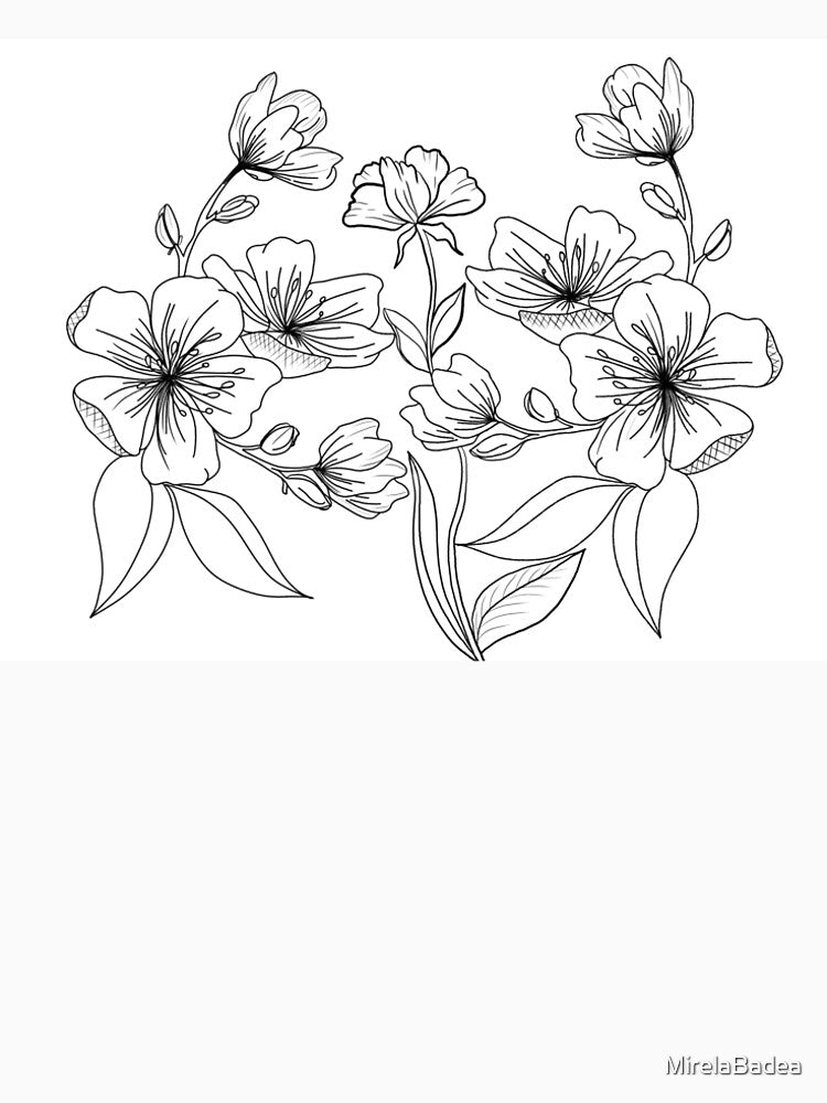 Blossoming Wildflowers – Elegant Botanical Line Art by MirelaBadea