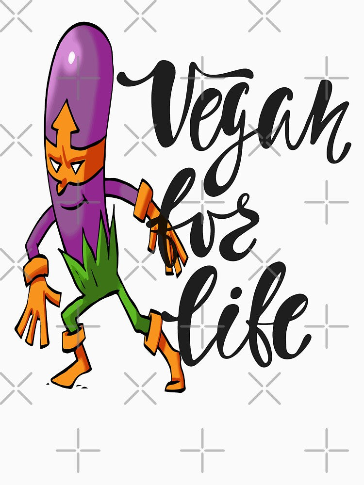 Vegan for Life Purple Eggplant Foodietoon Superhero Aubergine Brinjal by ProjectX23