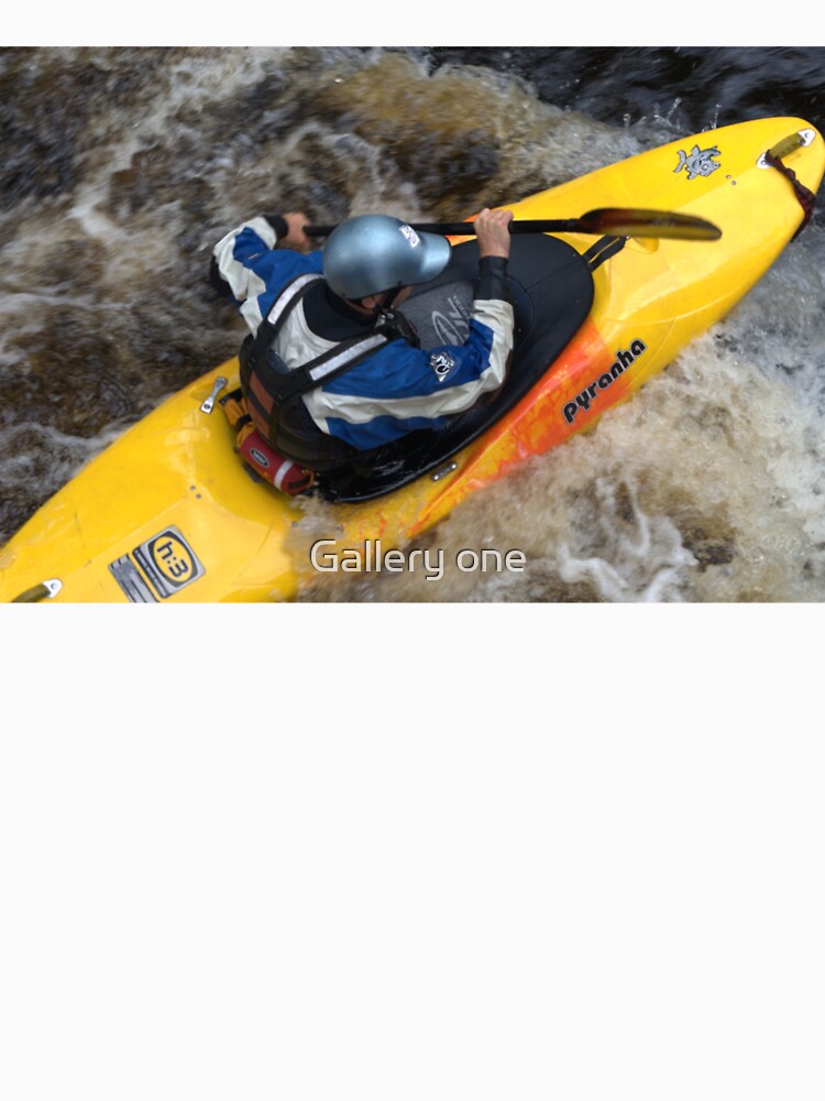 yellow canoe in rough water by Gallery one