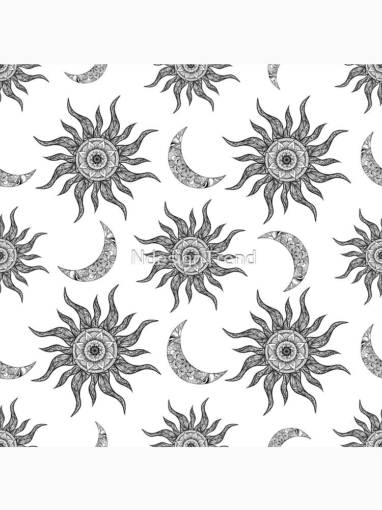 Mystic Sun Moon Black and White by NdesignTrend