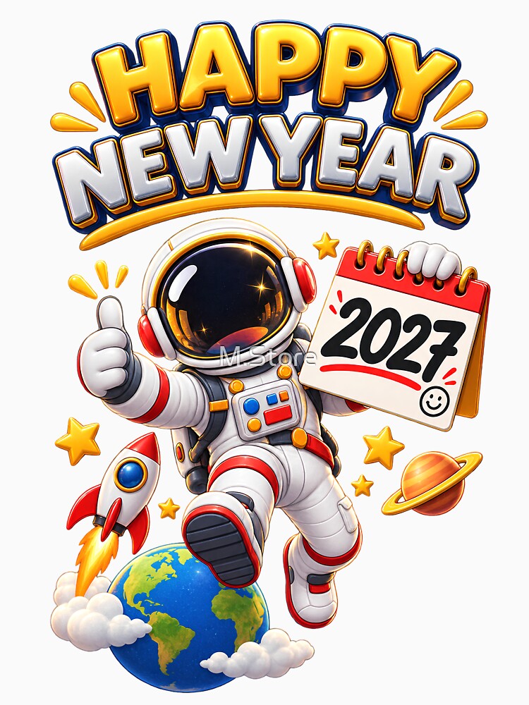 Happy New Year 2027 Cute Space Astronaut by M.Store