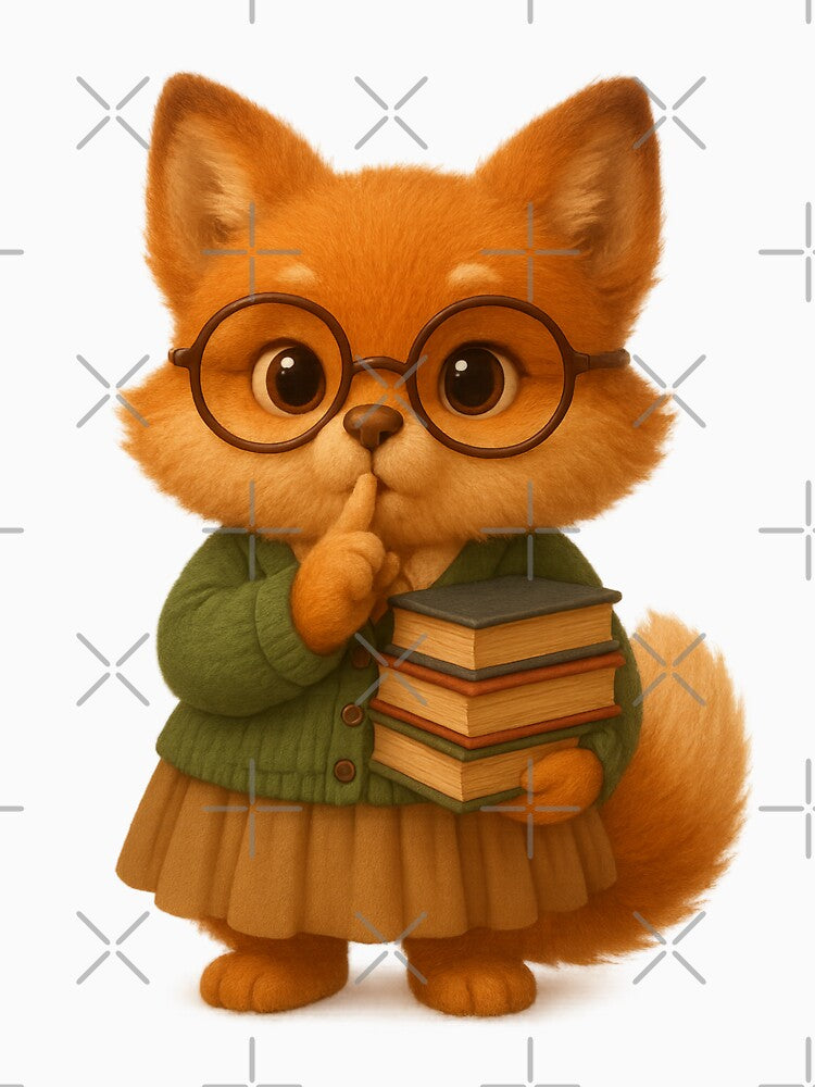 Cute Fox Librarian With Books by Moons Studio