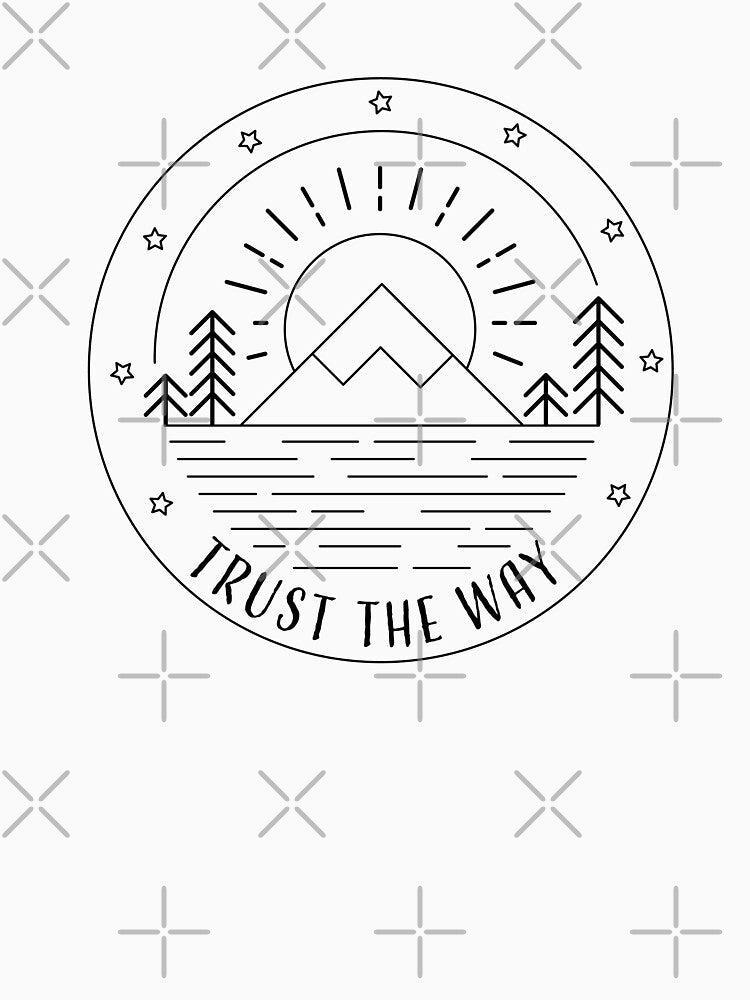 Line Art Mountain Vista with Sun and Water - Mandala - Trust the Way by Loving Nature Gifts