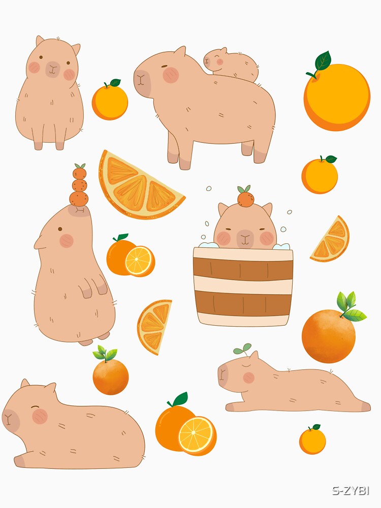 Sticker with capybara and oranges by S-ZYBI