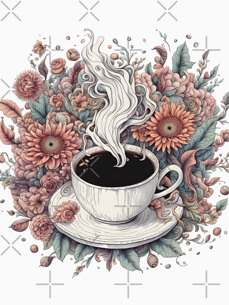 Espresso Coffee Cup and Flowers coffee Lovers by CaffeineDose