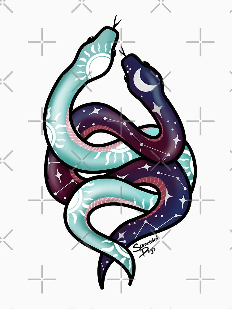 Celestial Sun and Moon Snakes by scrambledpegs