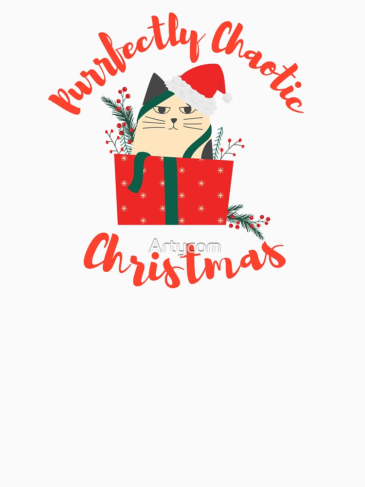 Funny Christmas Cat Holiday Cat Lover Humor Gift - Purrfectly Chaotic Christmas by Artycom
