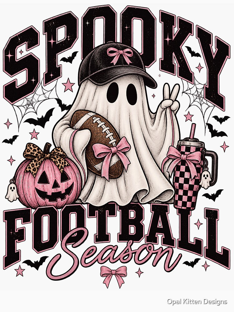 Spooky Football Season Ghost Coquette Design by Opal Kitten Designs
