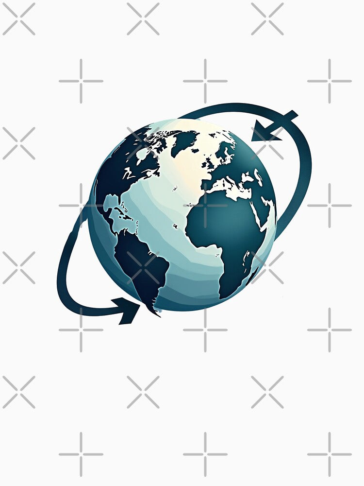 The Earth in a Circular Watercolor Style with Arrows Looping Around It by VibeTCreations