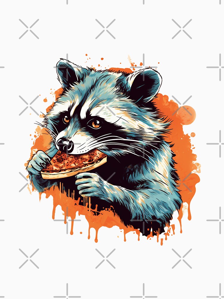 Raccoon eats pizza by Wanutcha Manochai