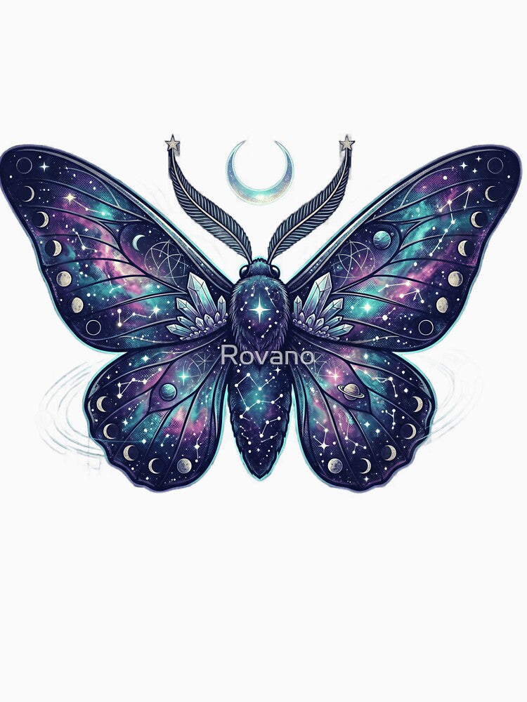 Cosmic Galaxy Moth Celestial Wings - Mystical Space Moth Constellation Art by Rovano