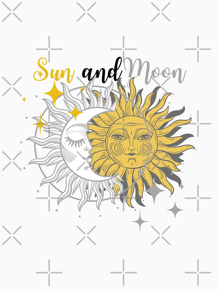 Sun with face and moon with face by IvonneDesigns