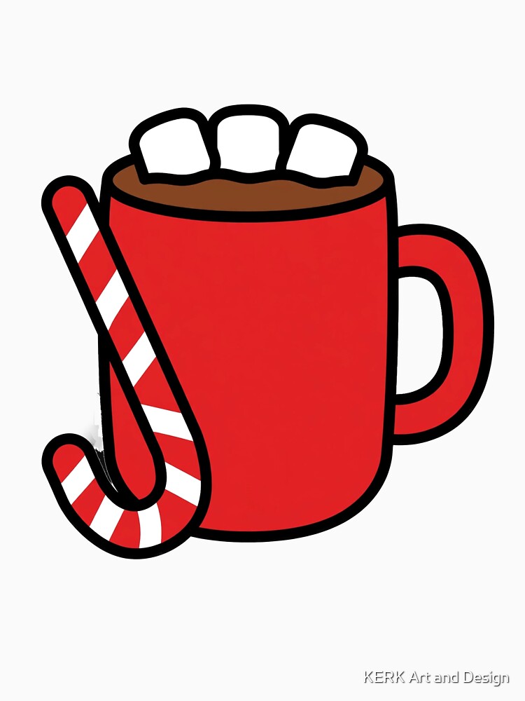 Hot Cocoa Mug with Marshmallows - Bold Flat Vector Holiday Tee by KERK Art and Design