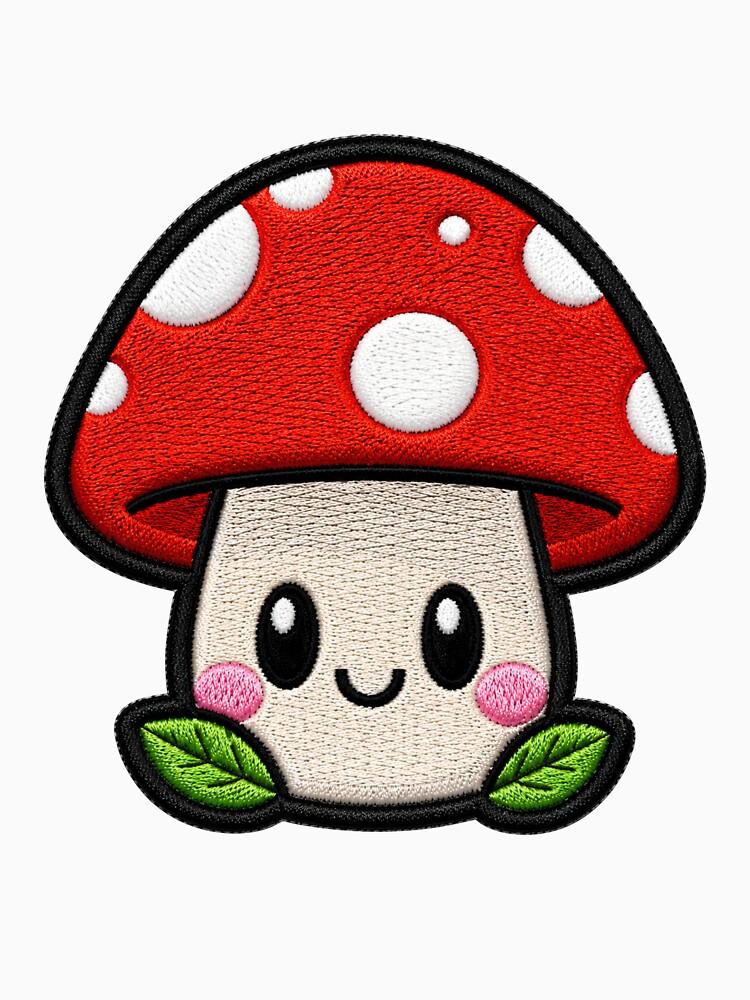 Kawaii Red Mushroom Embroidery Patch Illustration by ColorSplash123