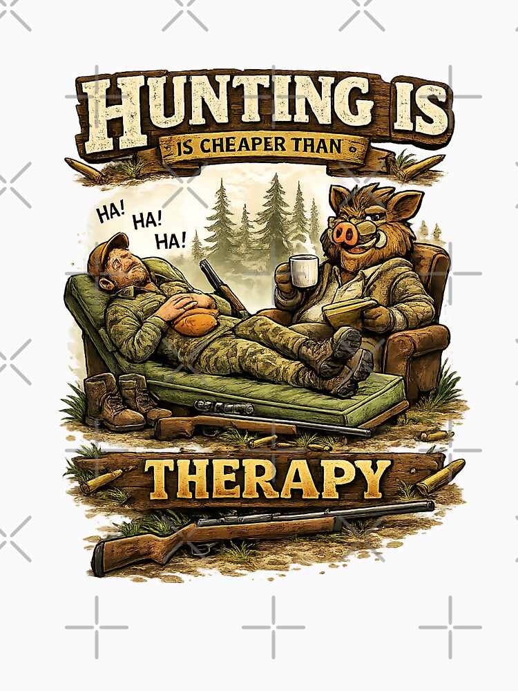 Hunting Is Cheaper Than Therapy - Funny Hunter Design by C6S5M