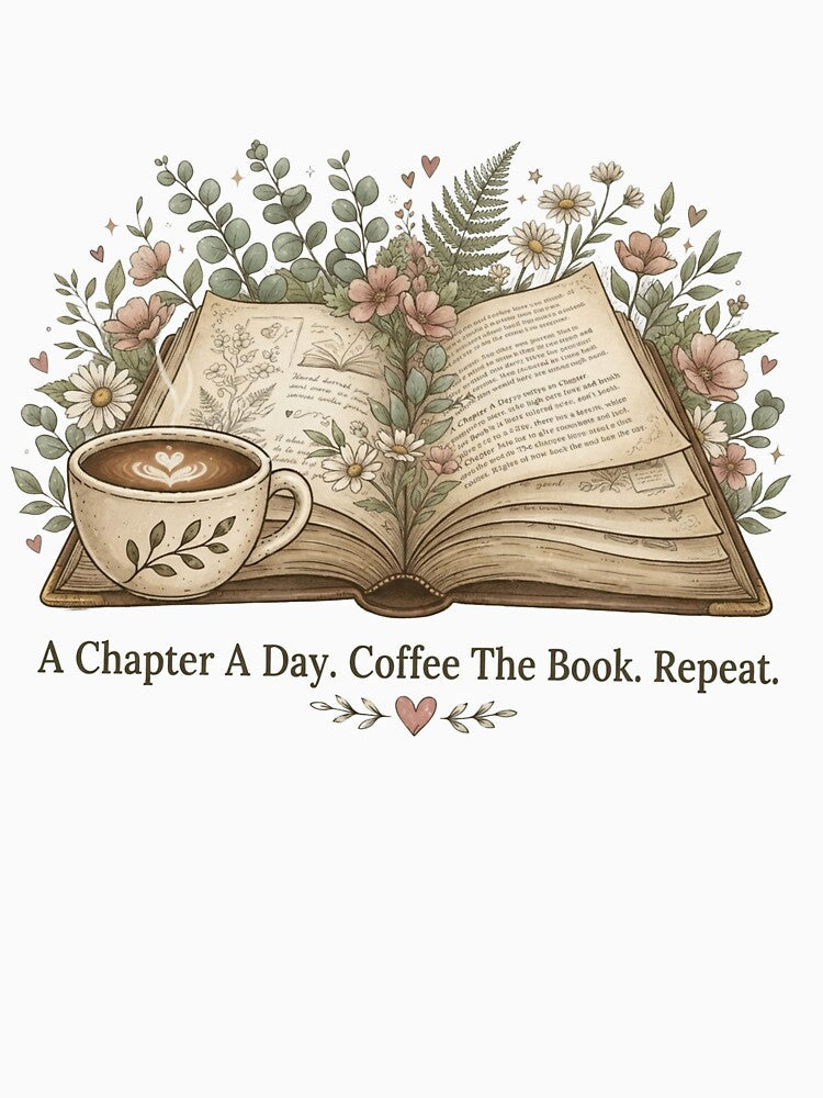 A Chapter A Day Coffee The Book Repeat Illustration by sanorastyle