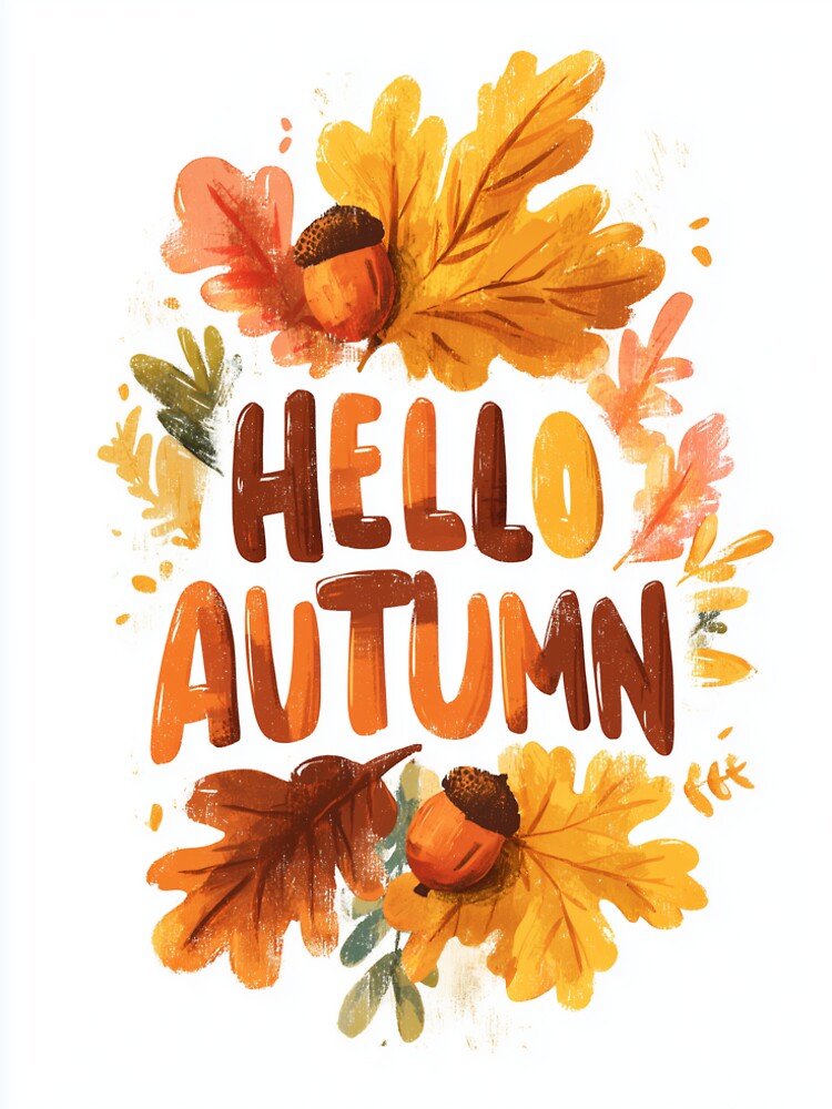 Hello Autumn – Fall Leaves & Acorns by Helenaphotoart